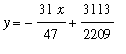 y = -31/47*x+3113/2209