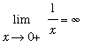 limit(1/x,x = 0,right) = infinity