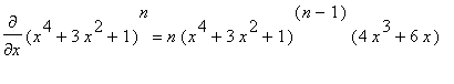 diff((x^4+3*x^2+1)^n,x) = n*(x^4+3*x^2+1)^(n-1)*(4*x^3+6*x)