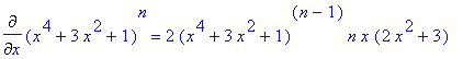 Diff((x^4+3*x^2+1)^n,x) = 2*(x^4+3*x^2+1)^(n-1)*n*x*(2*x^2+3)