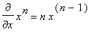 diff(x^n,x) = n*x^(n-1)