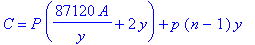 C = P*(87120*A/y+2*y)+p*(n-1)*y
