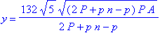 y = 132/(2*P+p*n-p)*5^(1/2)*((2*P+p*n-p)*P*A)^(1/2)
