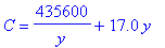 C = 435600/y+17.0*y