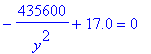 -435600/y^2+17.0 = 0