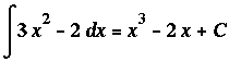 Int(3*x^2-2,x) = x^3-2*x+C
