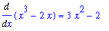 Diff(x^3-2*x,x) = 3*x^2-2
