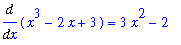 Diff(x^3-2*x+3,x) = 3*x^2-2