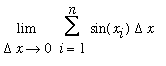Limit(Sum(sin(x[i])*Delta*x,i = 1 .. n),Delta*x = 0)