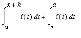Int(f(t),t = a .. x+h)+Int(f(t),t = x .. a)
