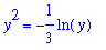 y^2 = -1/3*ln(y)