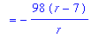 `` = -98*(r-7)/r